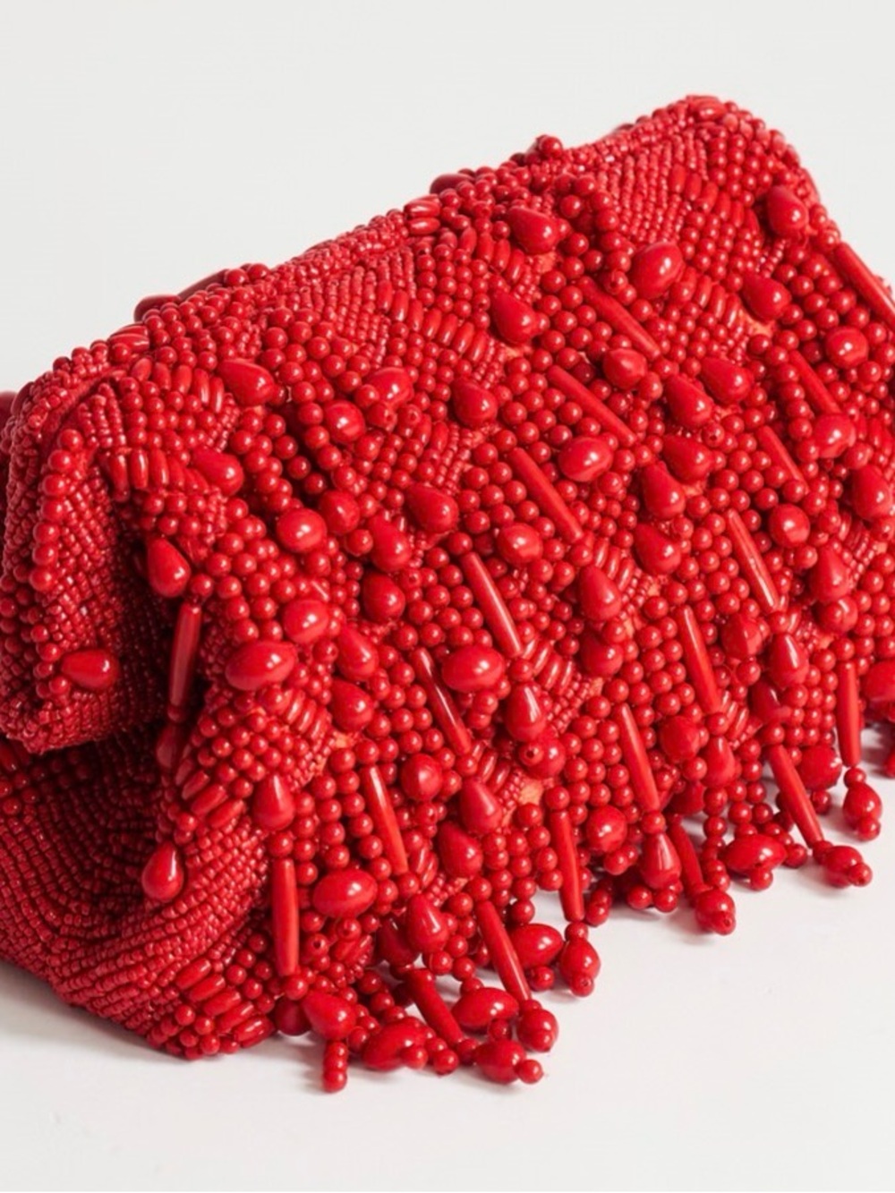 Topshop Red Beaded Embellished Mini Clutch Bag NWT